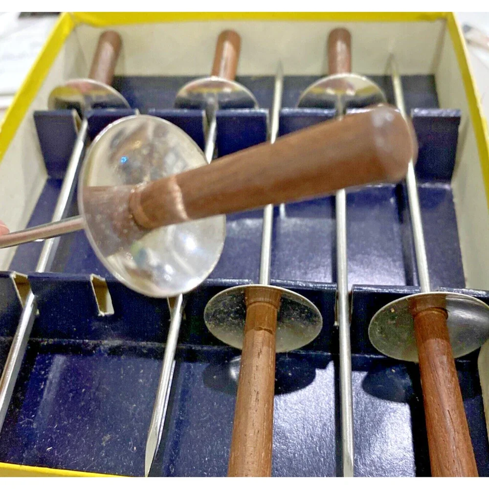 Vintage Hors D’oeuvre Skewer Set of 6 Rosewood & Stainless Steel Made in Japan